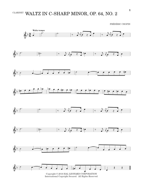 Waltz In C-Sharp Minor, Op. 64, No. 2 - Frédéric Chopin (Clarinet Solo)