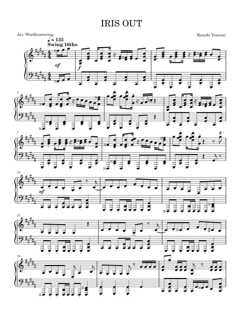 IRIS OUT Piano Arragement