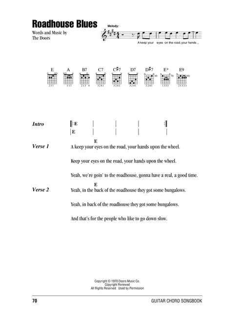 Roadhouse Blues - The Doors (Guitar Chords-Lyrics)