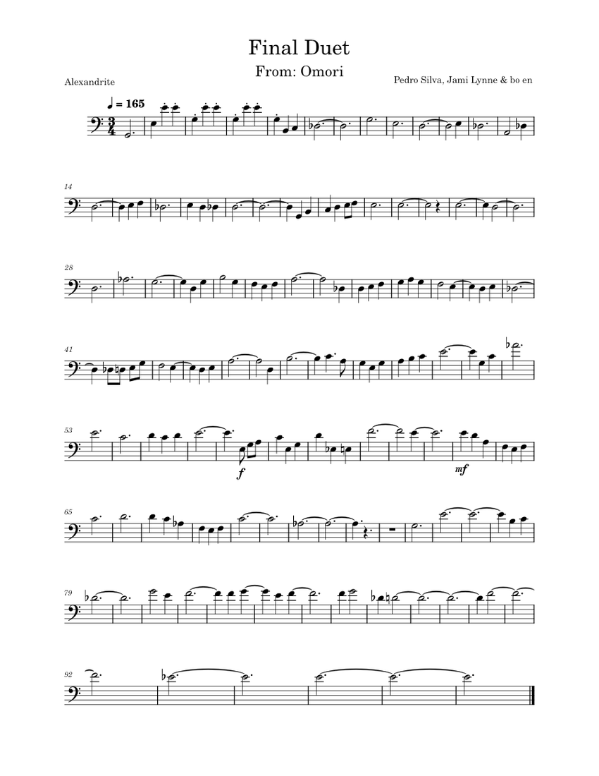 Final Duet Pedro Silva , Jami Lynne, bo en (Omori) Sheet music for