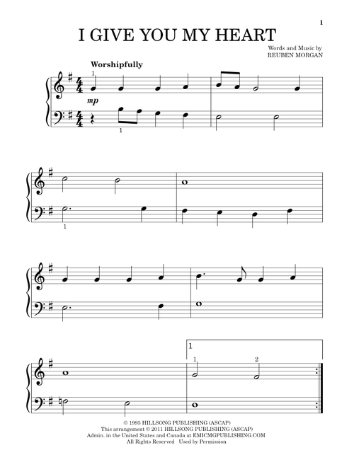 I Give You My Heart - Hillsong Worship (Beginning Piano Solo)