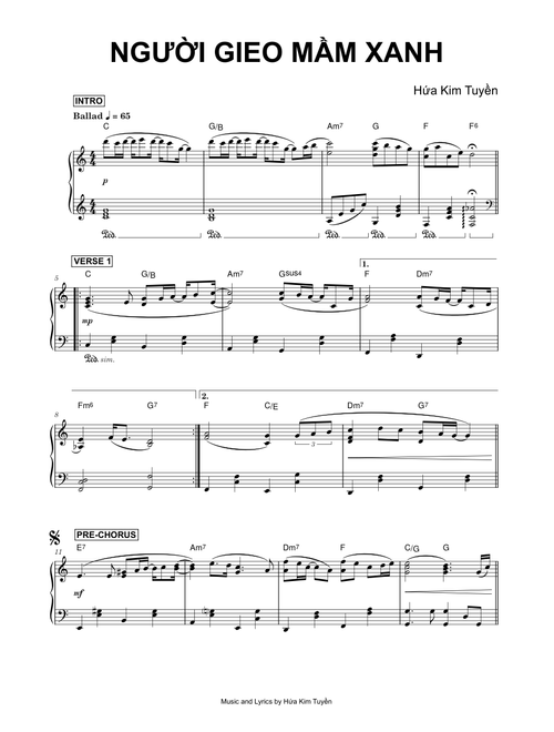 Người gieo mầm xanh - Hứa Kim Tuyền. (Piano)