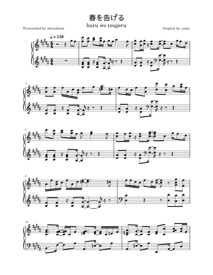 春を告げる – Hitoshizuku-P × Yama△ 春を告げる – yama 春を告げる Sheet music for Piano (Solo) | Musescore.com 春を告げる – Hitoshizuku-P × Yama△ 春を告げる – yama 春を告げる Sheet music for Piano (Solo) | Musescore.com