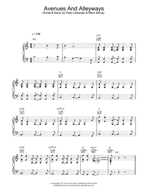 Avenues & Alleyways - Tony Christie (Piano-Vocal-Guitar (Piano Accompaniment))