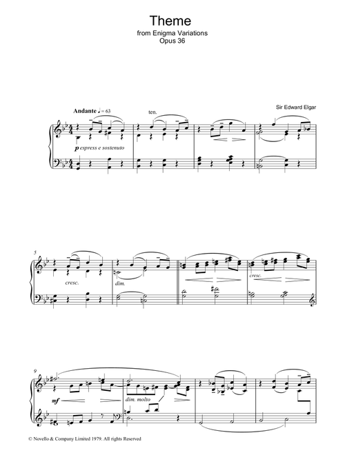 Theme from The Enigma Variations, Op.36 - Edward Elgar (Piano Solo)