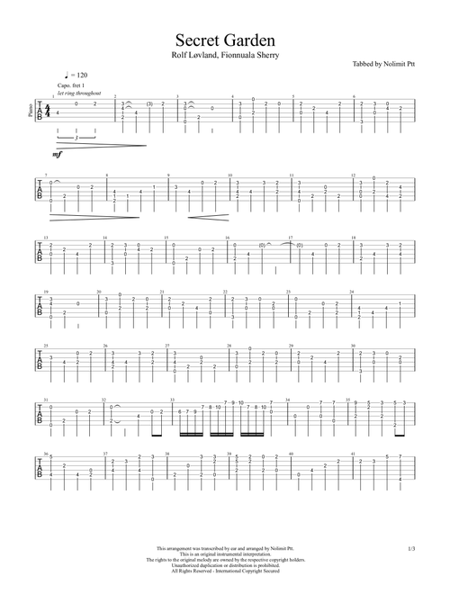 Secret Garden (Arr. Nolimit Ptt) (Solo Guitar)