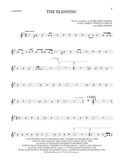 The Blessing - Kari Jobe Cody Carnes & Elevation Worship (Clarinet Solo)