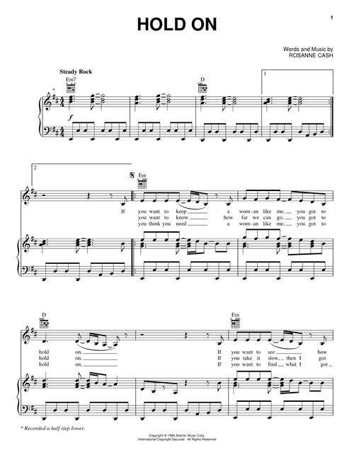 Hold On - Rosanne Cash (Piano-Vocal-Guitar)