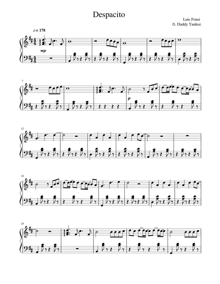 Despacito piano peter bence discount