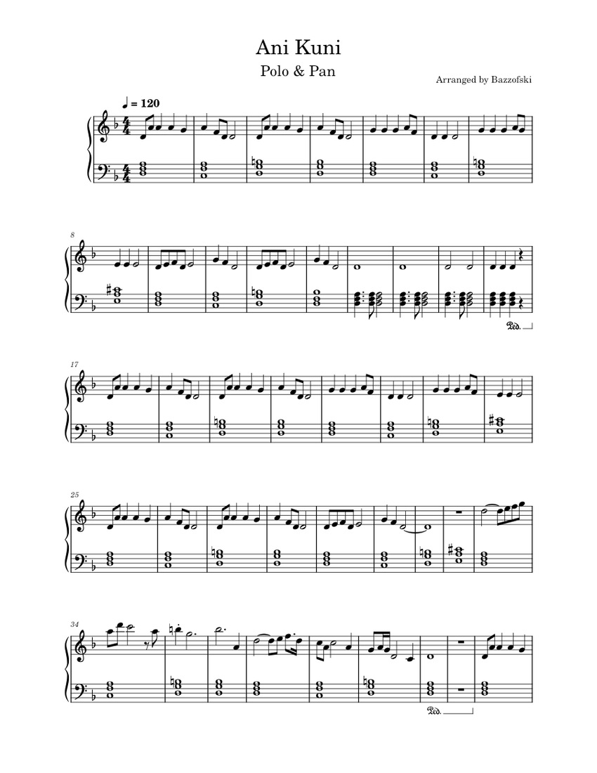 Ani Kuni Polo & Pan Sheet music for Piano (Solo) Easy