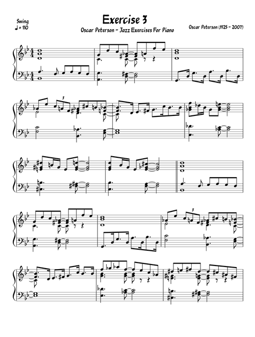 Oscar Peterson - Jazz Exercises for Piano - Exercise 3