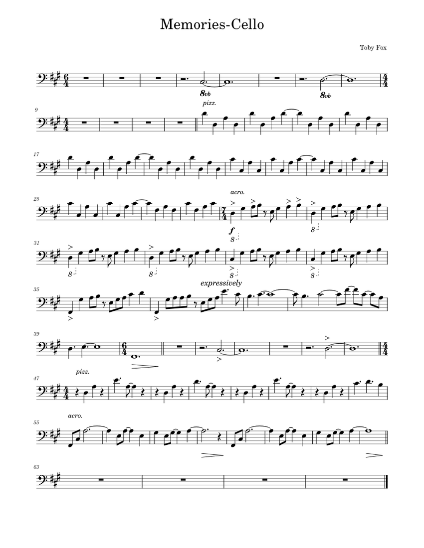 Memory – Toby Fox Memories-Cello Sheet Music for Piano (Mixed