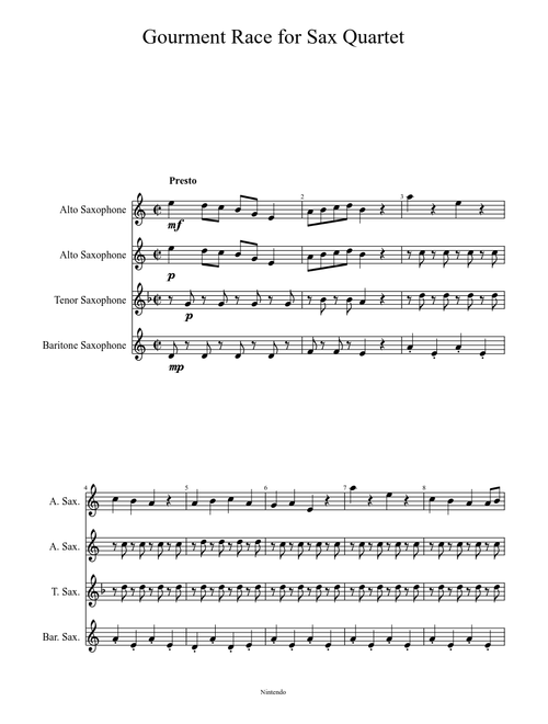 Gourmet Race for Sax Quartet