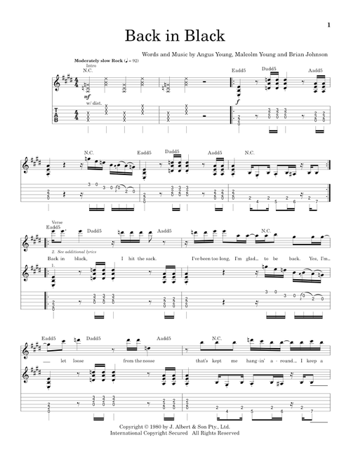 Back In Black - AC/DC (School of Rock - Guitar Tab)