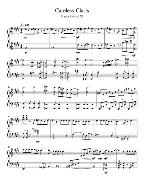 Careless ケアレス Claris Magia Record S2 魔法纪录 第二季 piano