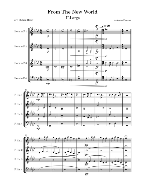 Largo from the New World Symphony – Antonín Dvořák Horn Quartett