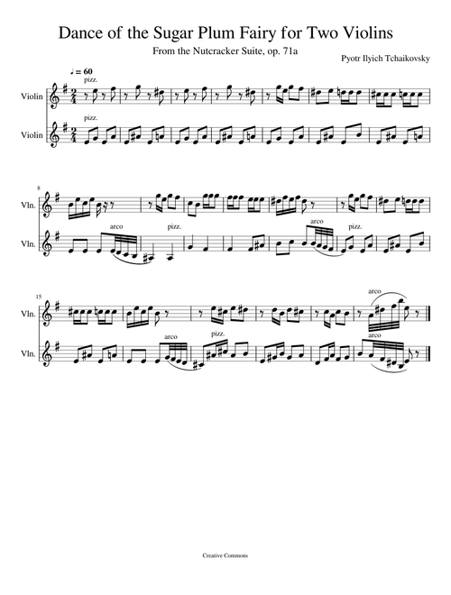 Dance of the Sugar Plum Fairy for Two Violins (Abridged)