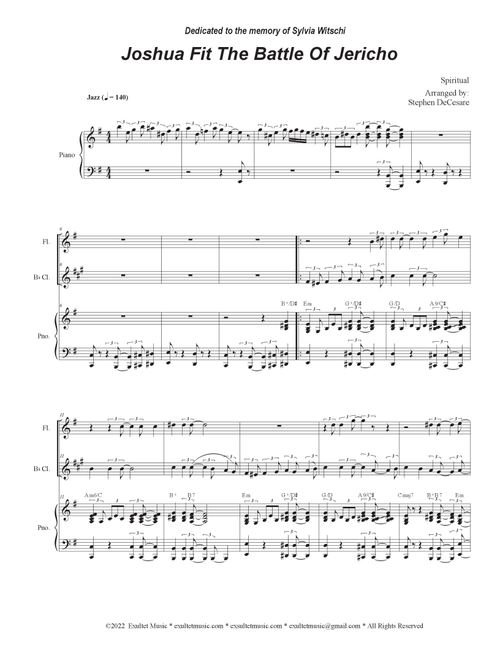 Joshua Fit The Battle of Jericho (Duet for Flute and Bb-Clarinet) (Arr. Stephen DeCesare) - Mahalia Jackson (Instrumental Duet and Piano)