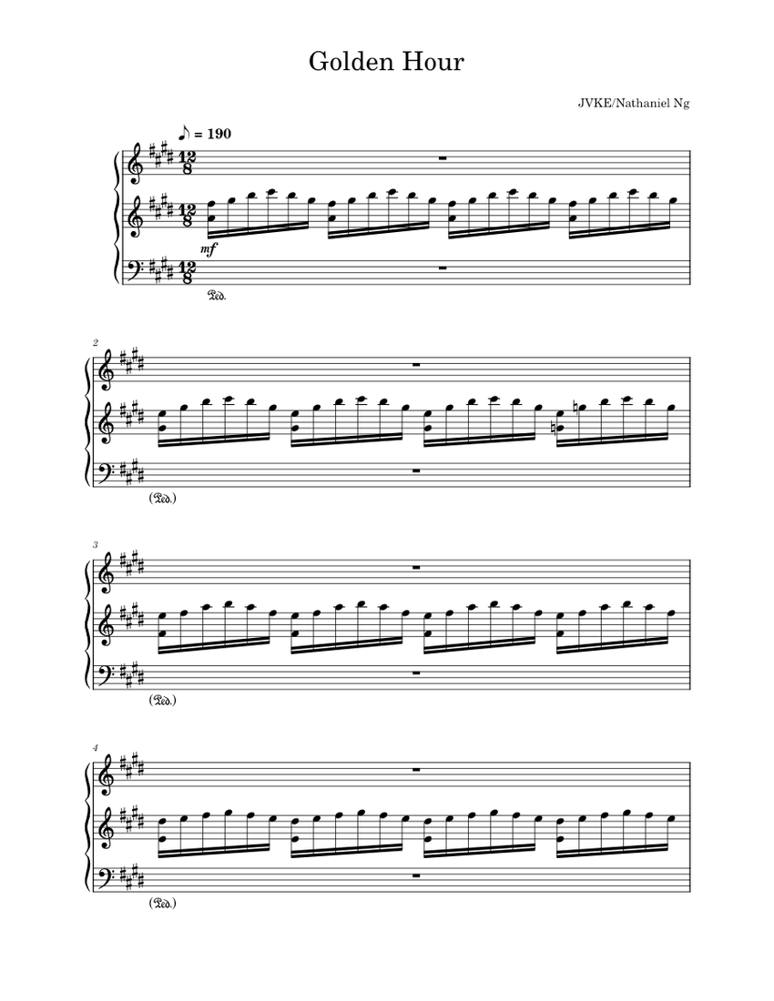 Golden hour JVKE arr. Nathaniel Ng Sheet music for Piano (Solo