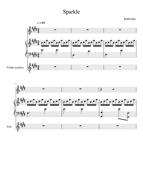 Sparkle (スパークル) RADWIMPS for vocal, piano and guitar (UNFINISHED)