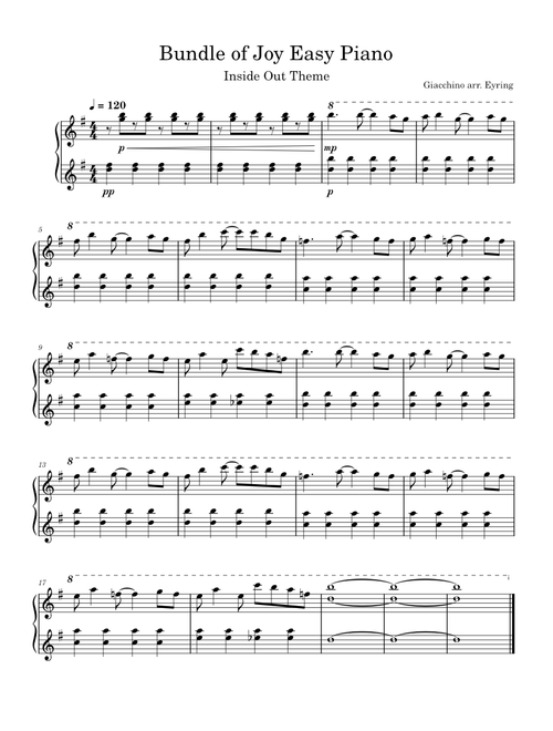 Bundle of Joy - Inside Out Theme for Easy Piano