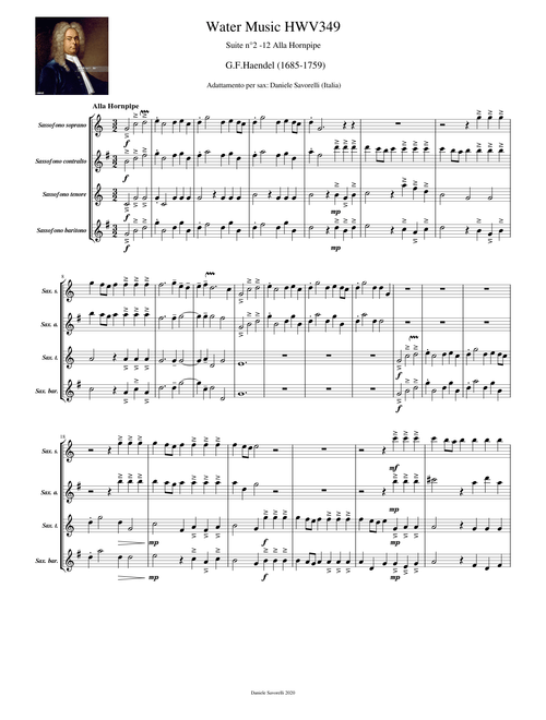 G.F.Haendel-Water-music-HWV 349 suite n° 2 Alla-Hornpipe- per sax