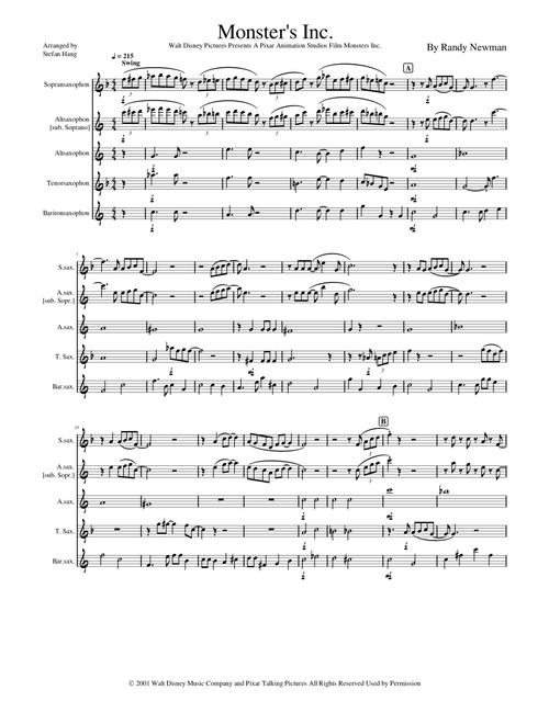 Monsters Inc. (Arr. Stefan Haug) - Randy Newman (Woodwind Ensemble)