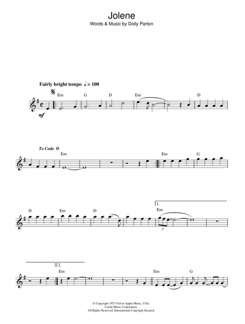 Jolene - Dolly Parton (Alto Sax Solo)