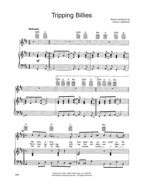 Tripping Billies - Dave Matthews Band (Piano-Vocal-Guitar)