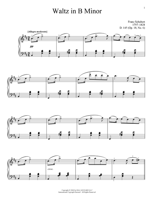 Waltz In B Minor, Op. 18, No. 6 - Franz Schubert (Piano Solo)