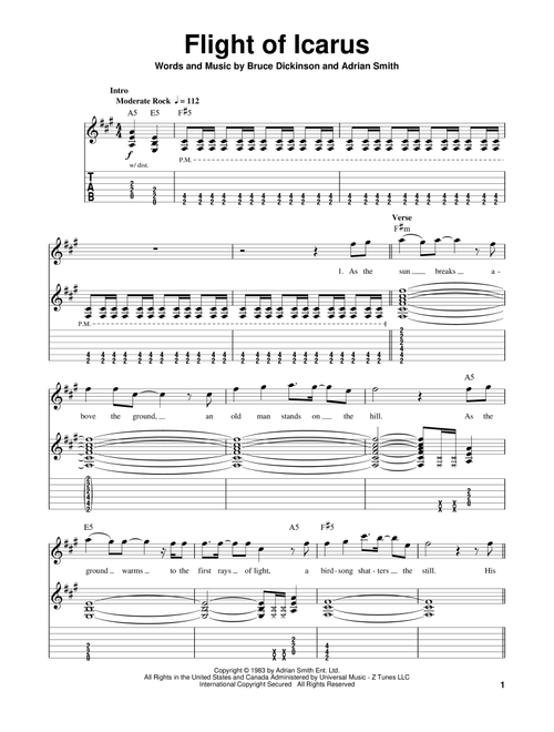 Flight Of Icarus - Iron Maiden (Guitar Tab Play-Along)