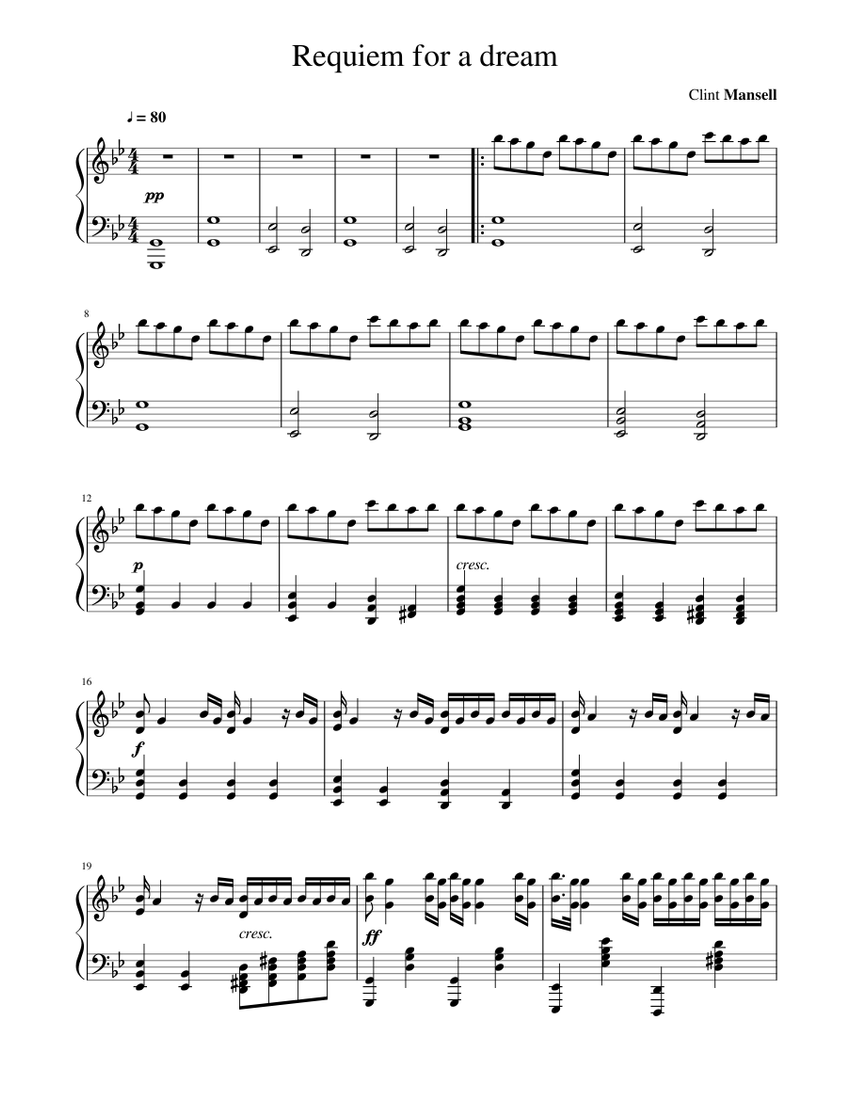 Requiem for a dream virtual piano on sale
