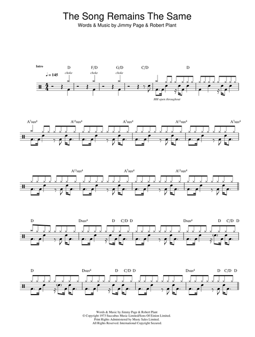 The Song Remains The Same - Led Zeppelin (Drums)