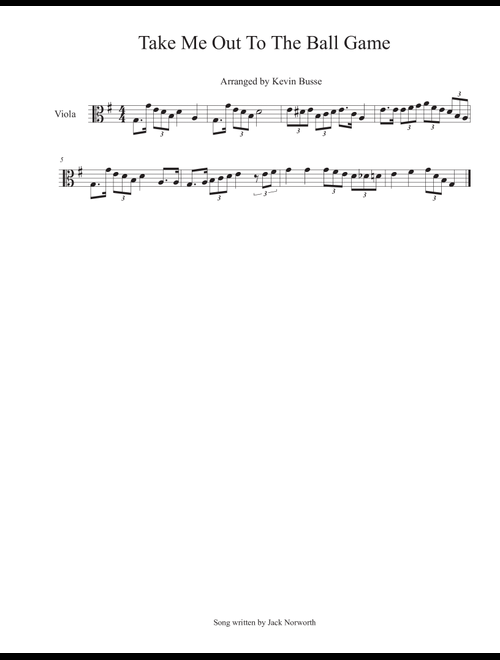 Take Me Out To The Ball Game - Viola (Arr. Kevin Busse) (Viola Solo)