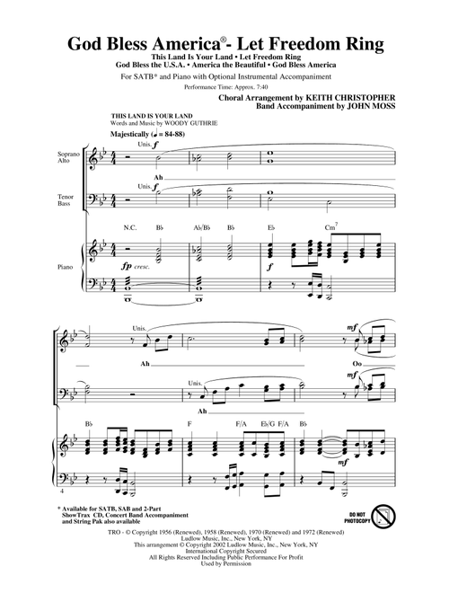 God Bless America (Let Freedom Ring) (Medley) (Arr. Keith Christopher) (Choral, SATB)