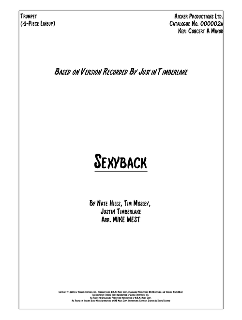 Sexyback (Arr. Mike West) - Justin Timberlake (Small Ensemble)