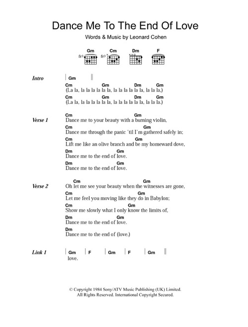 Dance Me To The End Of Love - Leonard Cohen (Guitar Chords-Lyrics)