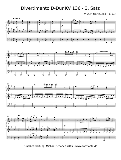 Divertimento in D major, K.136 - Wolfgang Amadeus Mozart