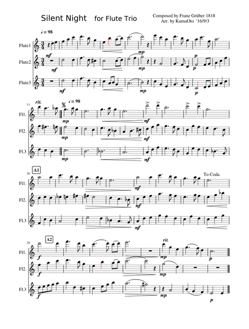 Silent Night for Flute Trio