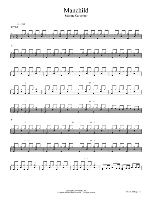 Manchild (Arr. COPYDRUM) - Sabrina Carpenter (Drums)