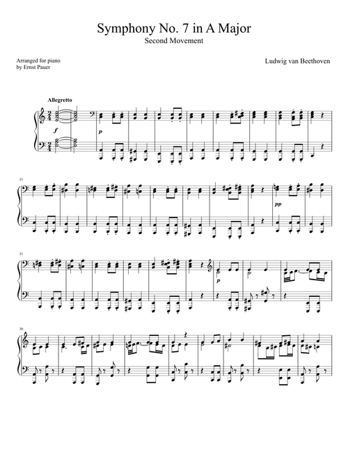 Beethoven Symphony No. 7 (2nd movement) Piano solo