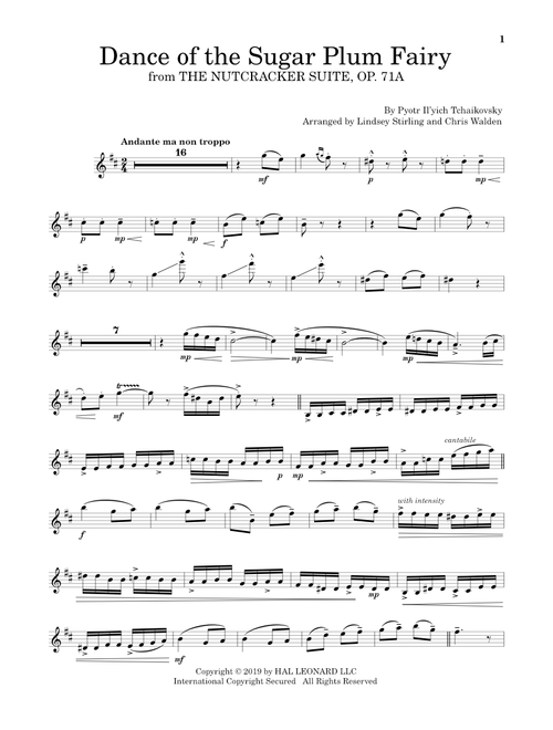 Dance Of The Sugar Plum Fairy (from The Nutcracker Suite, Op. 71a) (Arr. Lindsey Stirling) (Violin Solo)