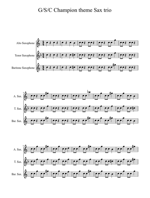 G/S/C Champion/Red theme Sax trio