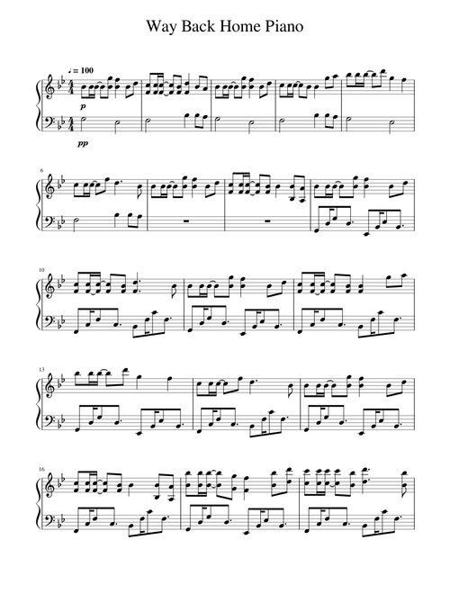 Way Back Home Piano