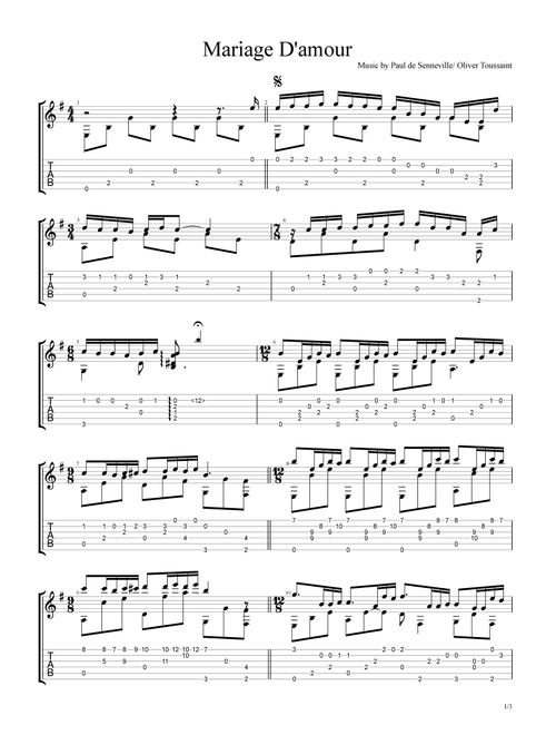 Mariage D'amour (Arr. Yap) - Clayderman Richard (Solo Guitar)