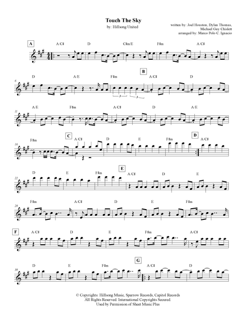 Touch The Sky (Arr. Marco Polo C. Ignacio) - Hillsong United (Lead Sheet - Fake Book)