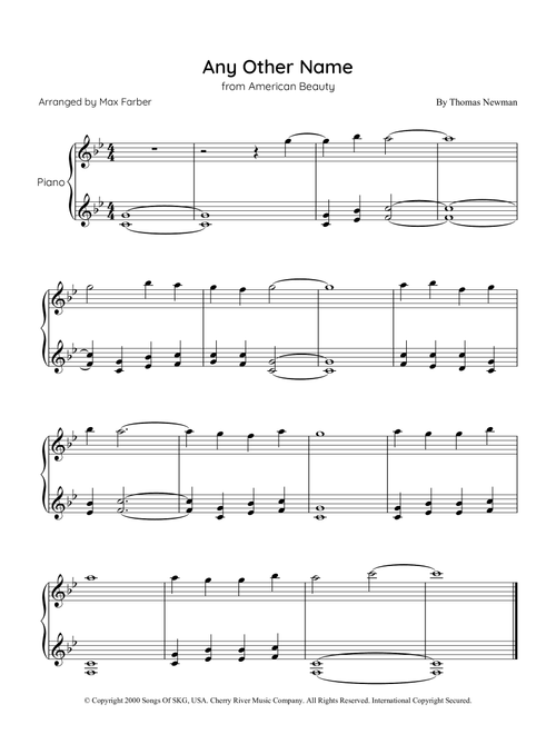 Any Other Name (Arr. Max Farber) - Thomas Newman (Easy Piano)