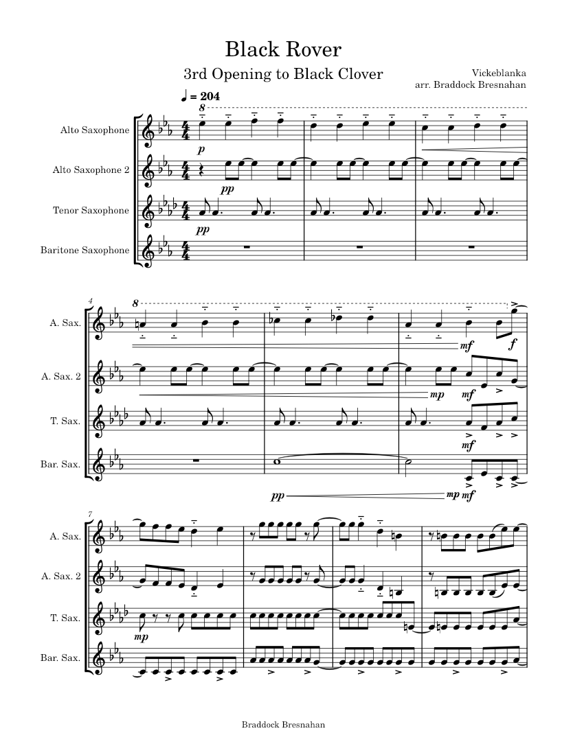 Black Rover – Vickeblanka Sheet Music for Saxophone alto, Saxophone ...