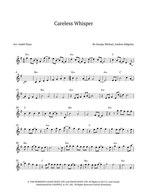 Careless Whisper (Arr. André Nusa) - Seether (Clarinet Solo)
