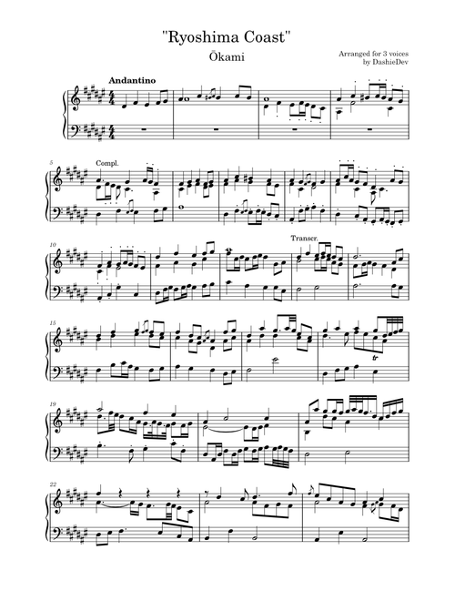 Ryoshima Coast from Okami – Hiroshi Yamaguchi (arranged for 3 voices)